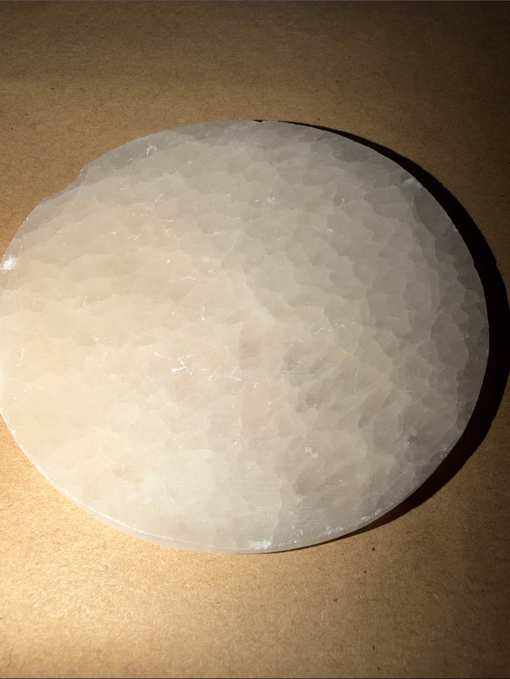 Round White Alabaster Coaster or Decorative Stone